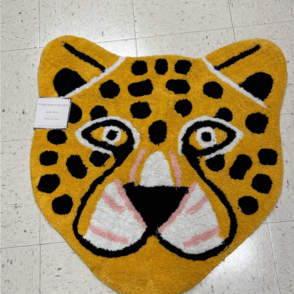 Madison Studio Leopard Face Rug Yellow and Black